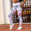 Calças esportivas florais com estampa digital customizada leggings calças de ioga com levantamento de bunda para mulheres